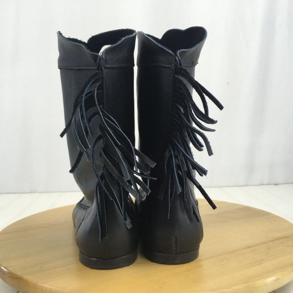 Dingo Western Black Leather Fringe Boots Womens Size 8 - Picture 6 of 9